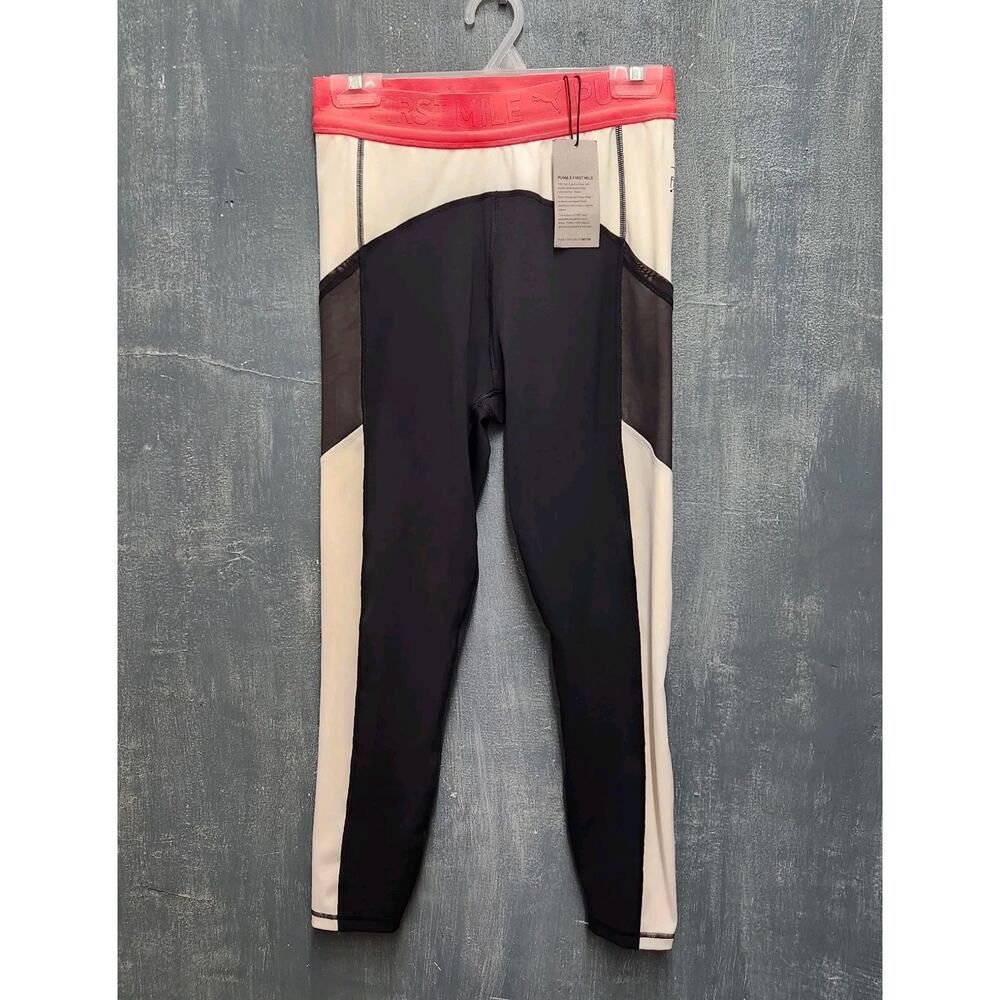 PUMA Leggings Black White Pink Stash Pockets medium